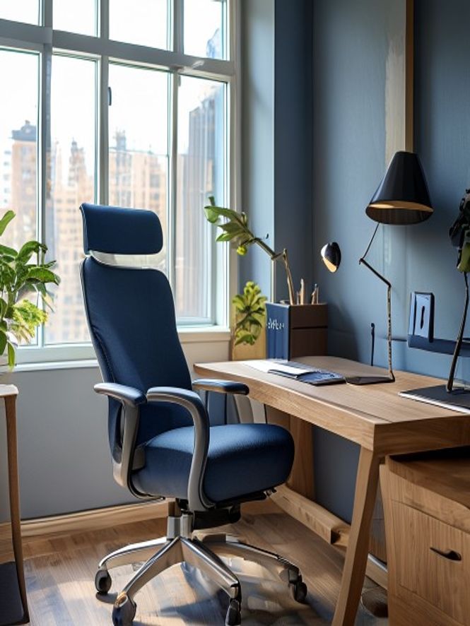 Ergonomisk arbetsstation med organiserad skrivbord